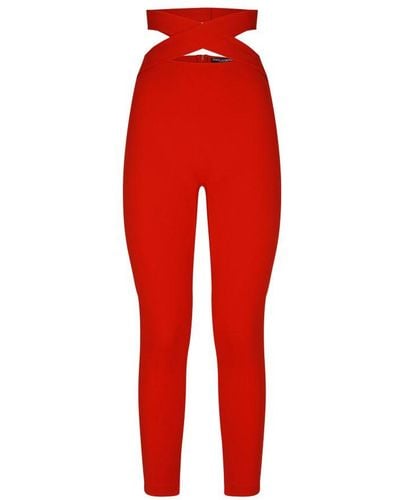 Dolce & Gabbana Cut-out High-waisted leggings - Red