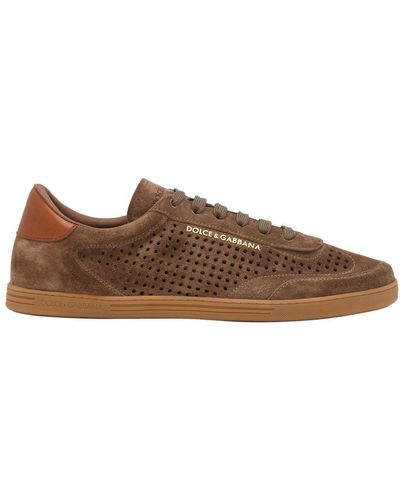 Dolce & Gabbana Red Distressed Suede Men Sneakers Shoes
