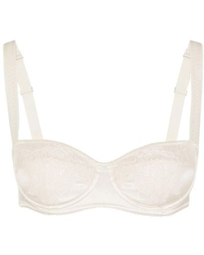Dolce & Gabbana Satin Balconette Bra With Lace Detailing - Natural