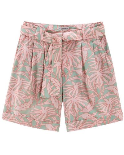 Woolrich Shorts With A Tropical Print - Red