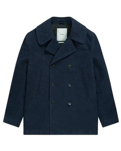 Closed Quilted Pea Coat - Blue