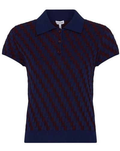 Loewe Cotton-blend Polo Shirt - Blue