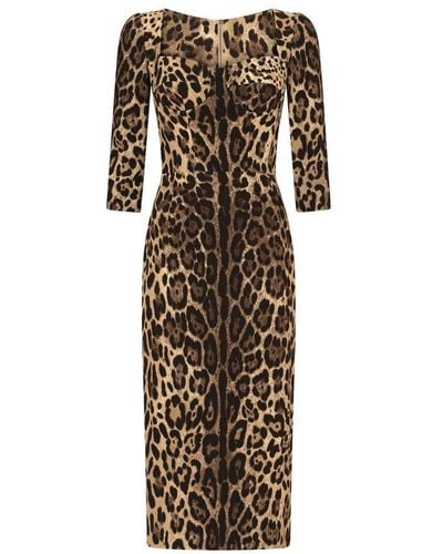 Dolce & Gabbana Calf-Length Cady Dress - Natural