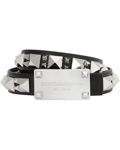 Dolce & Gabbana Calfskin Belt With Studs - Black