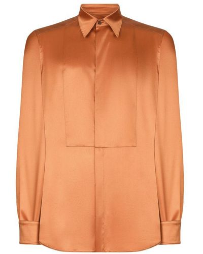 Dolce & Gabbana Silk Satin Martini-Fit Shirt - Orange