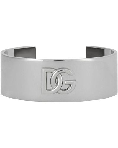 Dolce & Gabbana Rigid Bracelet With Dg Logo - Grey