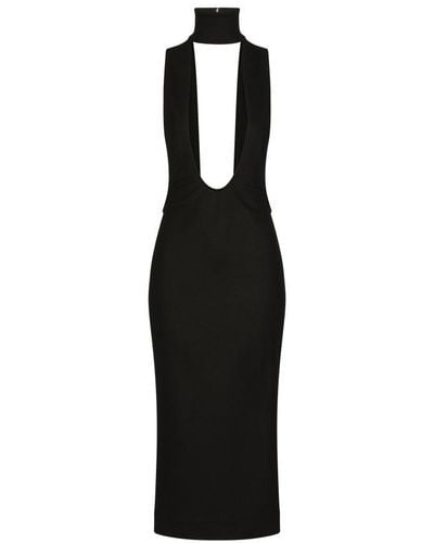 Dolce & Gabbana Jersey Calf-Length Dress - Black