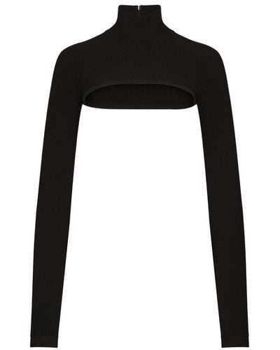 Dolce & Gabbana Cropped High-neck Top - Black