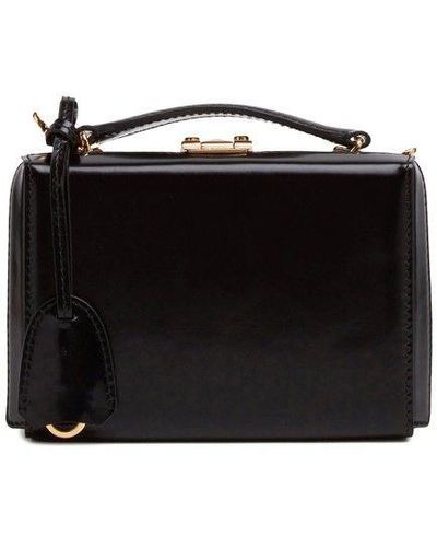 100% AUTH NWT $2,590 Mark Cross LARGE Grace Box Bag, Black Saffiano  Leather,Rare