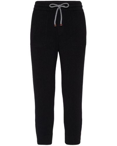 Brunello Cucinelli Cashmere Knit Pants - Black