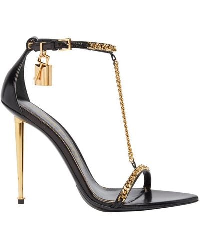 Tom Ford Naked 105 Leather Chain Point-toe Ankle-strap Sandals - Black