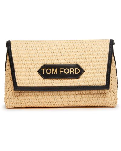 Tom Ford Minitasche mit Raffia-Kette - Schwarz