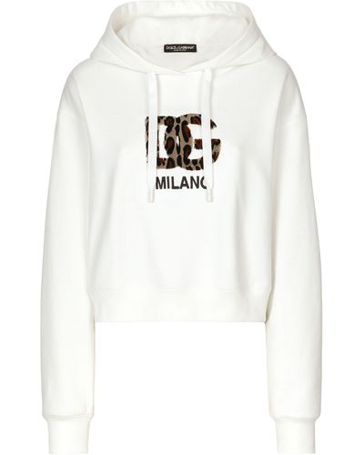 Dolce & Gabbana Jersey-Hoodie mit Patch - Weiß