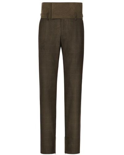 Dolce & Gabbana Prince Of Wales Trousers With Corduroy Details - Grey