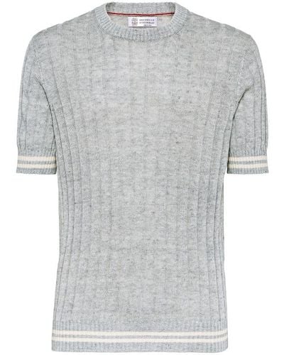 Brunello Cucinelli Short Sleeve Sweater - Gray