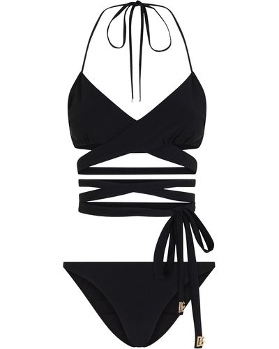 Dolce & Gabbana Bikini avec cordon d'attache cache-cœur - Noir