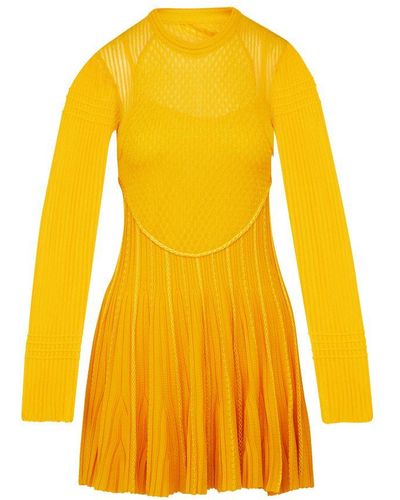 Givenchy Long Sleeve Frills Dress - Yellow