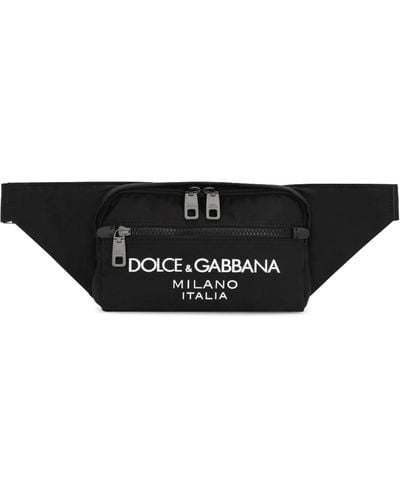 Dolce & Gabbana Kleine Gürteltasche mit gummiertem Logo - Schwarz