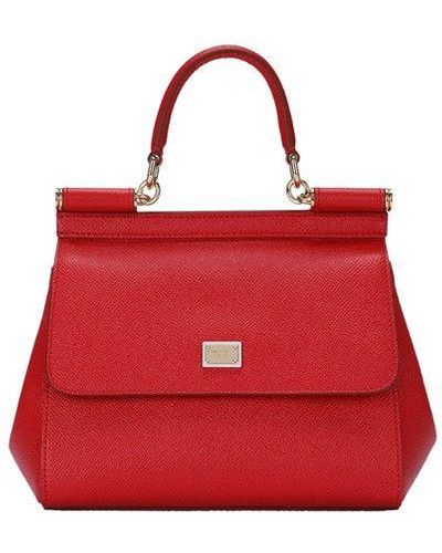 Dolce & Gabbana - Authenticated Sicily Handbag - Leather Red Plain for Women, Very Good Condition