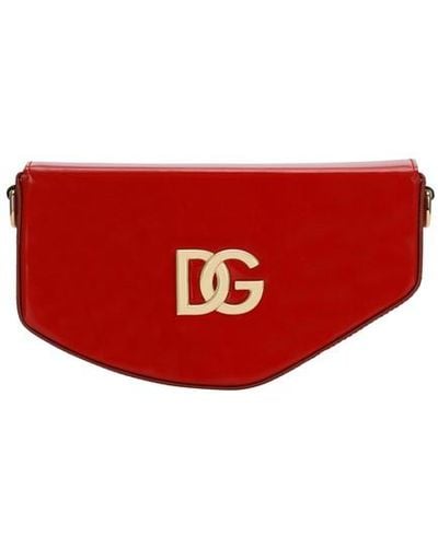 Dolce & Gabbana Polished Calfskin Moon Bag - Red