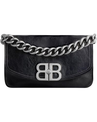 Balenciaga Bb Soft Leather Shoulder Bag - Black