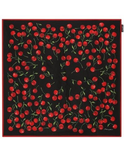 Dolce & Gabbana Cherry-print Twill Scarf (90x90) - Red