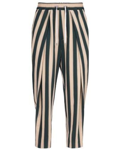 Balmain Striped Cotton Pleated Pants - Multicolor