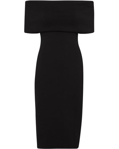Bottega Veneta Schulterfreies Kleid aus strukturiertem Nylon - Schwarz
