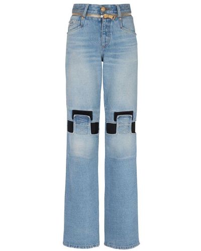 Balmain Wide-Leg Jeans With Technical Panel - Blue