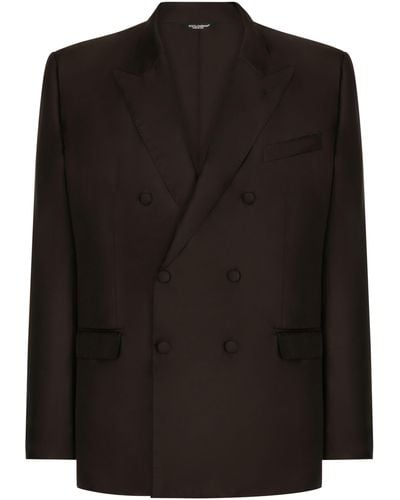 Dolce & Gabbana Zweireihige Jacke aus Seide - Schwarz