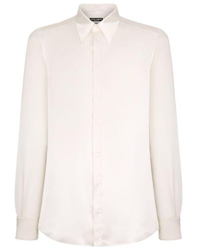 Dolce & Gabbana Silk Satin Martini Shirt - White
