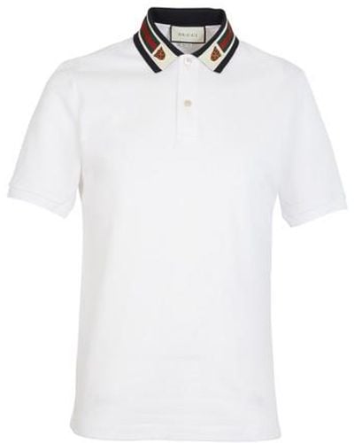 Gucci Tiger-patch Cotton-blend Piqué Polo Shirt - White