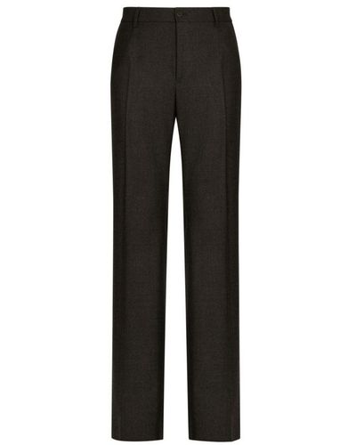 Dolce & Gabbana Stretch Flannel Straight-Leg Trousers - Black