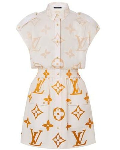 Louis Vuitton Ärmelloses Hemdkleid aus Seide mit Monogram Ombré-Motiv - Weiß