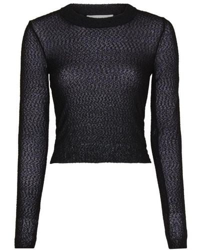 Ami Paris Crewneck Cropped Sweater - Black