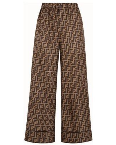 Fendi Trousers In Twill - Brown