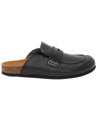 JW Anderson Leather Loafer Mules - Black