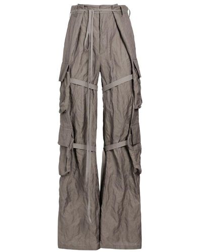 Ann Demeulemeester Florimond Cargo Pants Crumpled Cotton Viscose - Grey