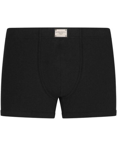 Dolce & Gabbana Two-way-stretch Jersey Boxers With Logo Tag - Black