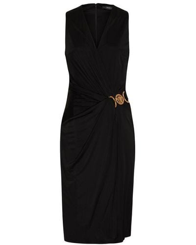 Versace Draped Mid-length Dress - Black