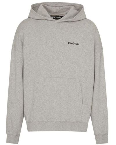 Palm Angels Gray Hoodie With Logo Embroidery