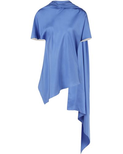 Maison Rabih Kayrouz Blouse Écharpe Bi-Matière - Bleu