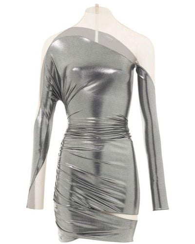 Mugler Impossible Neckline Dress - Gray