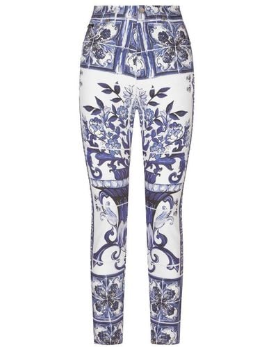 Dolce & Gabbana Grace Majolica-print Skinny Jeans - Blue