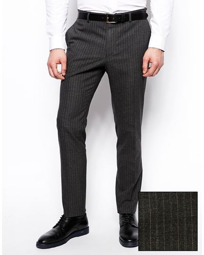 ASOS Slim Fit Suit Pants In Pinstripe - Gray