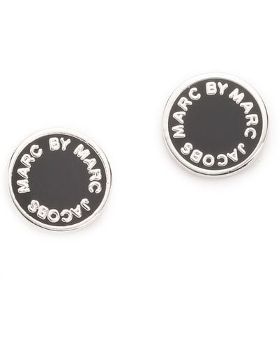 Marc By Marc Jacobs Logo Disc Stud Earrings - Cream - Black