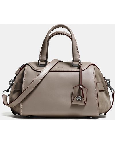 COACH Ace Satchel In Glovetanned Leather And Suede - Gray