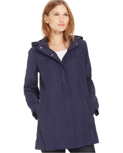 Eileen Fisher Hooded A-line Rain Jacket - Blue