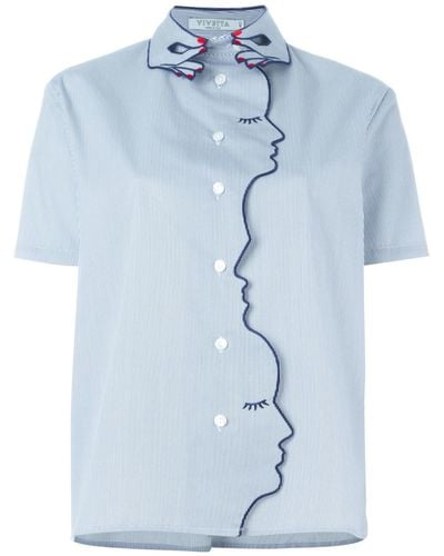 Vivetta Hand-shaped Collar Short Sleeve Shirt - Blue