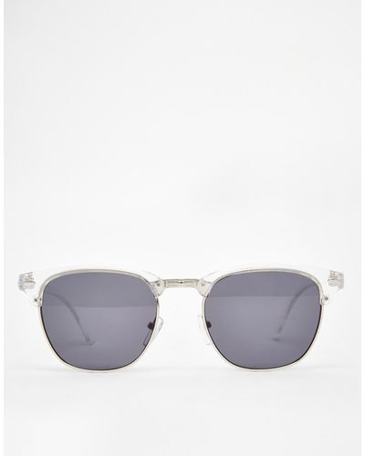 ASOS Clubmaster Sunglasses With Clear Frame - Gray